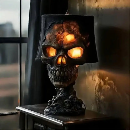 Skull Desk Lamp, Weather Resistant Halloween Skull Lamp Decoration with Cable, Used for Outdoor Garden Decoration