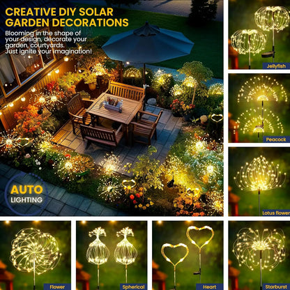 Garden Decoration Solar Light for Outdoors DIY Dandelion Solar Plug Garden Lighting Weatherproof Solar Firework Lamp Patio Lawn