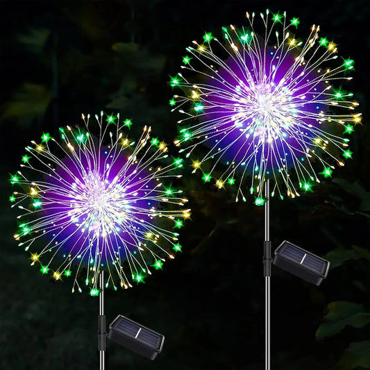 Garden Decoration Solar Light for Outdoors DIY Dandelion Solar Plug Garden Lighting Weatherproof Solar Firework Lamp Patio Lawn