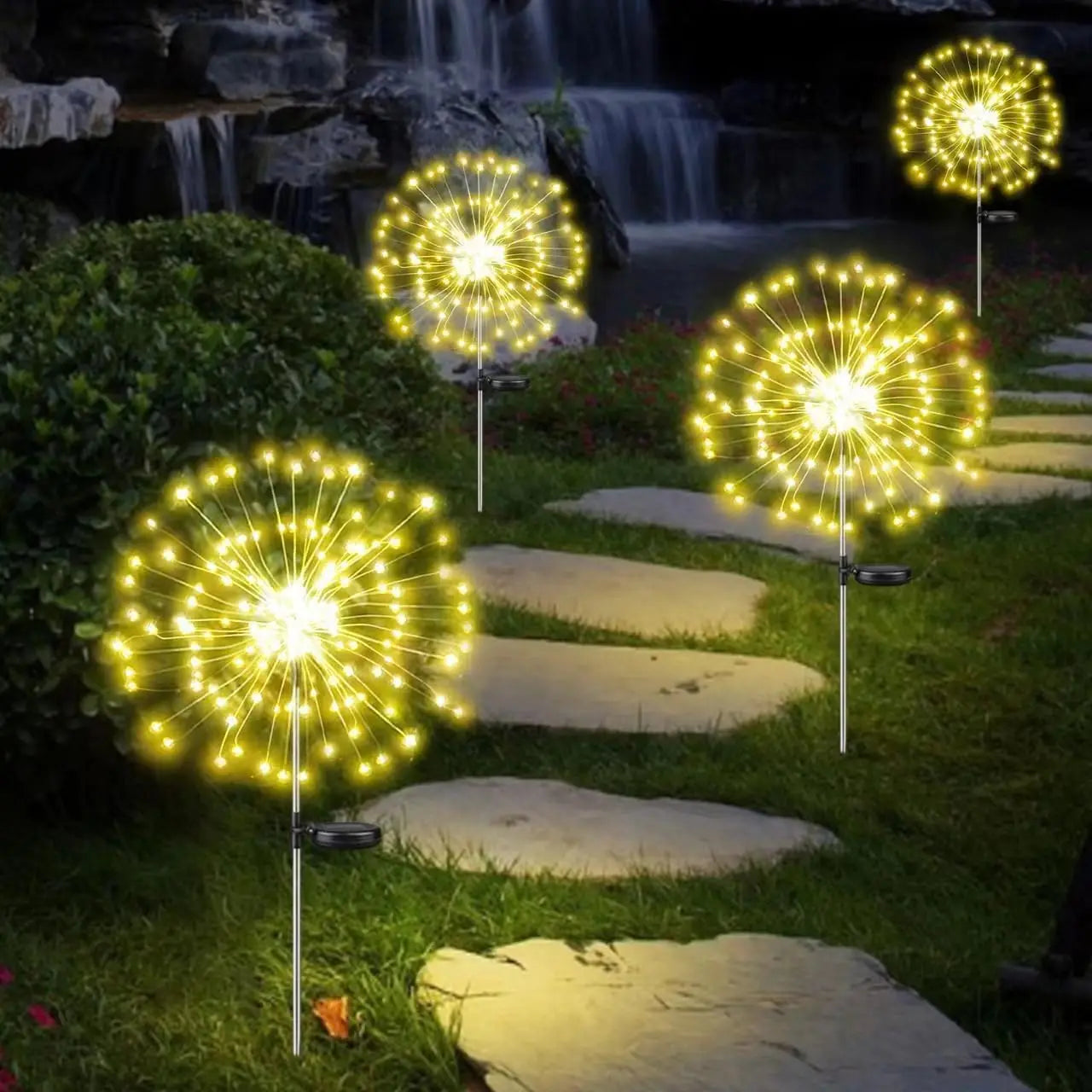 Garden Decoration Solar Light for Outdoors DIY Dandelion Solar Plug Garden Lighting Weatherproof Solar Firework Lamp Patio Lawn