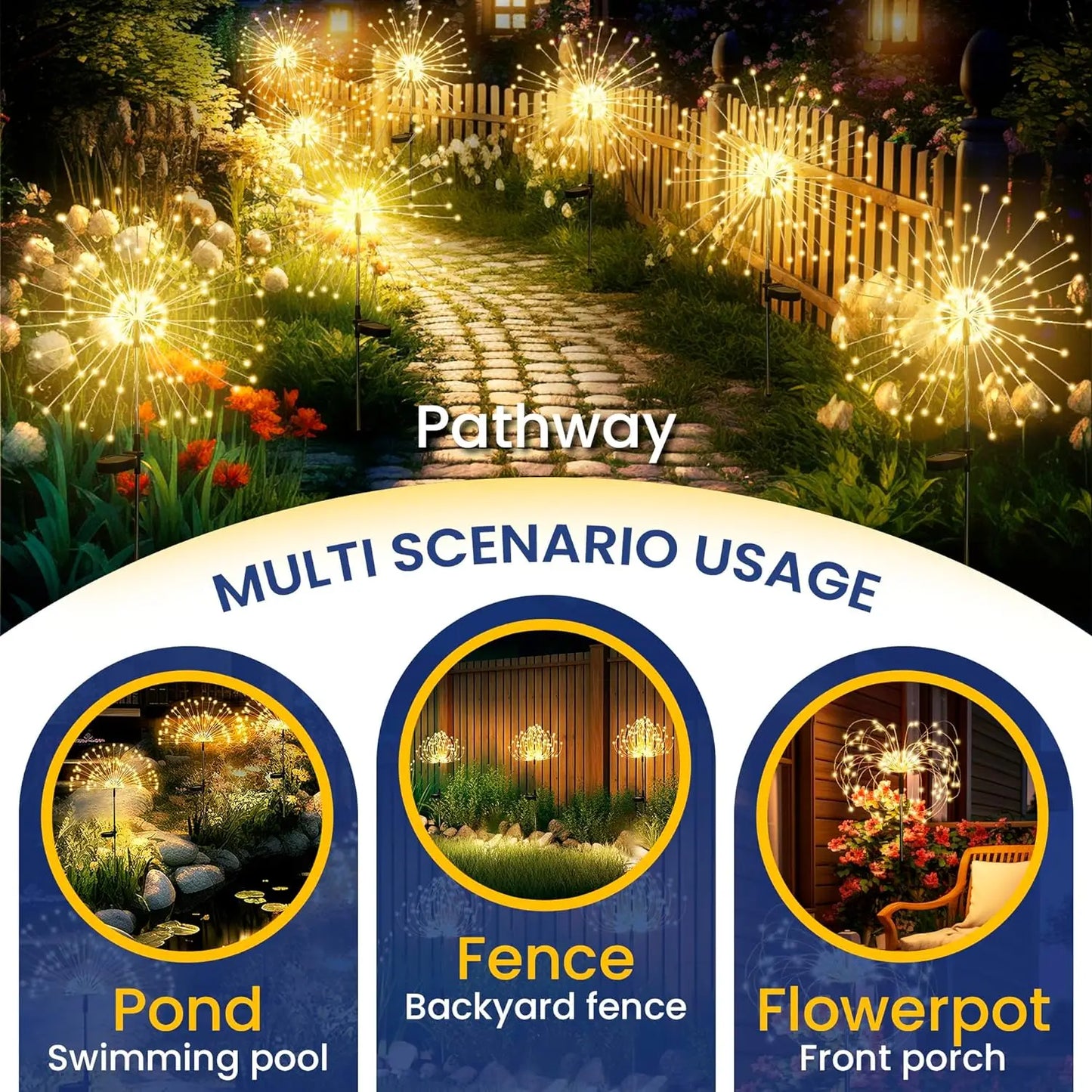 Garden Decoration Solar Light for Outdoors DIY Dandelion Solar Plug Garden Lighting Weatherproof Solar Firework Lamp Patio Lawn