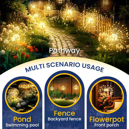 Garden Decoration Solar Light for Outdoors DIY Dandelion Solar Plug Garden Lighting Weatherproof Solar Firework Lamp Patio Lawn