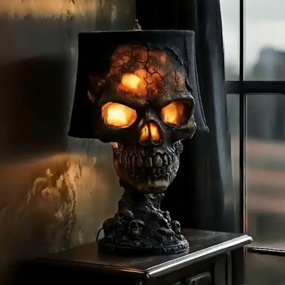Skull Desk Lamp, Weather Resistant Halloween Skull Lamp Decoration with Cable, Used for Outdoor Garden Decoration