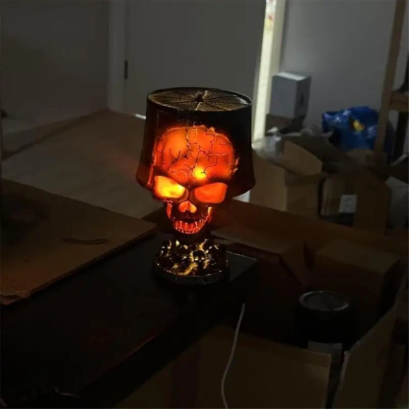 Skull Desk Lamp, Weather Resistant Halloween Skull Lamp Decoration with Cable, Used for Outdoor Garden Decoration