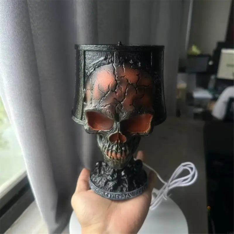 Skull Desk Lamp, Weather Resistant Halloween Skull Lamp Decoration with Cable, Used for Outdoor Garden Decoration