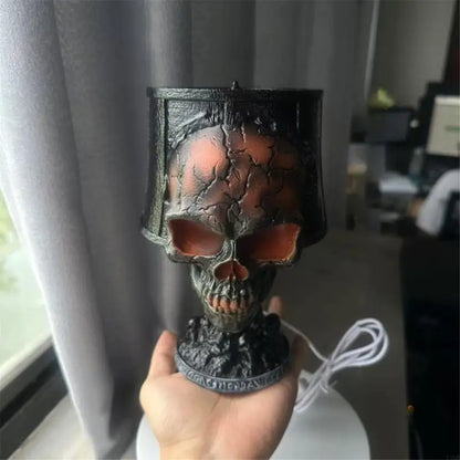 Skull Desk Lamp, Weather Resistant Halloween Skull Lamp Decoration with Cable, Used for Outdoor Garden Decoration