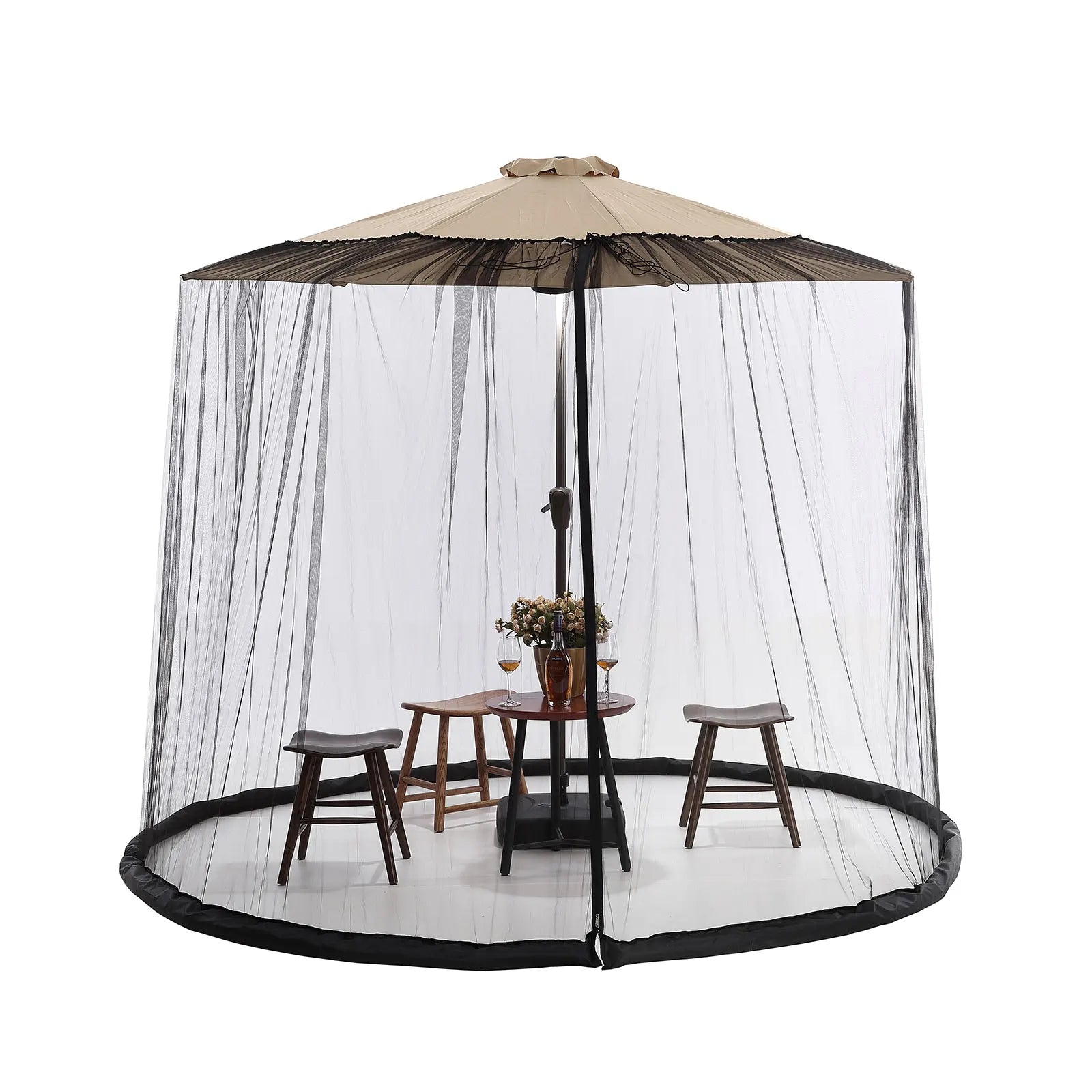 Umbrella Mosquito Netting for Outdoor Garden Patio Umbrellas Adjustable Rope Polyester Sunshade Mosquito Net for Travel Tent